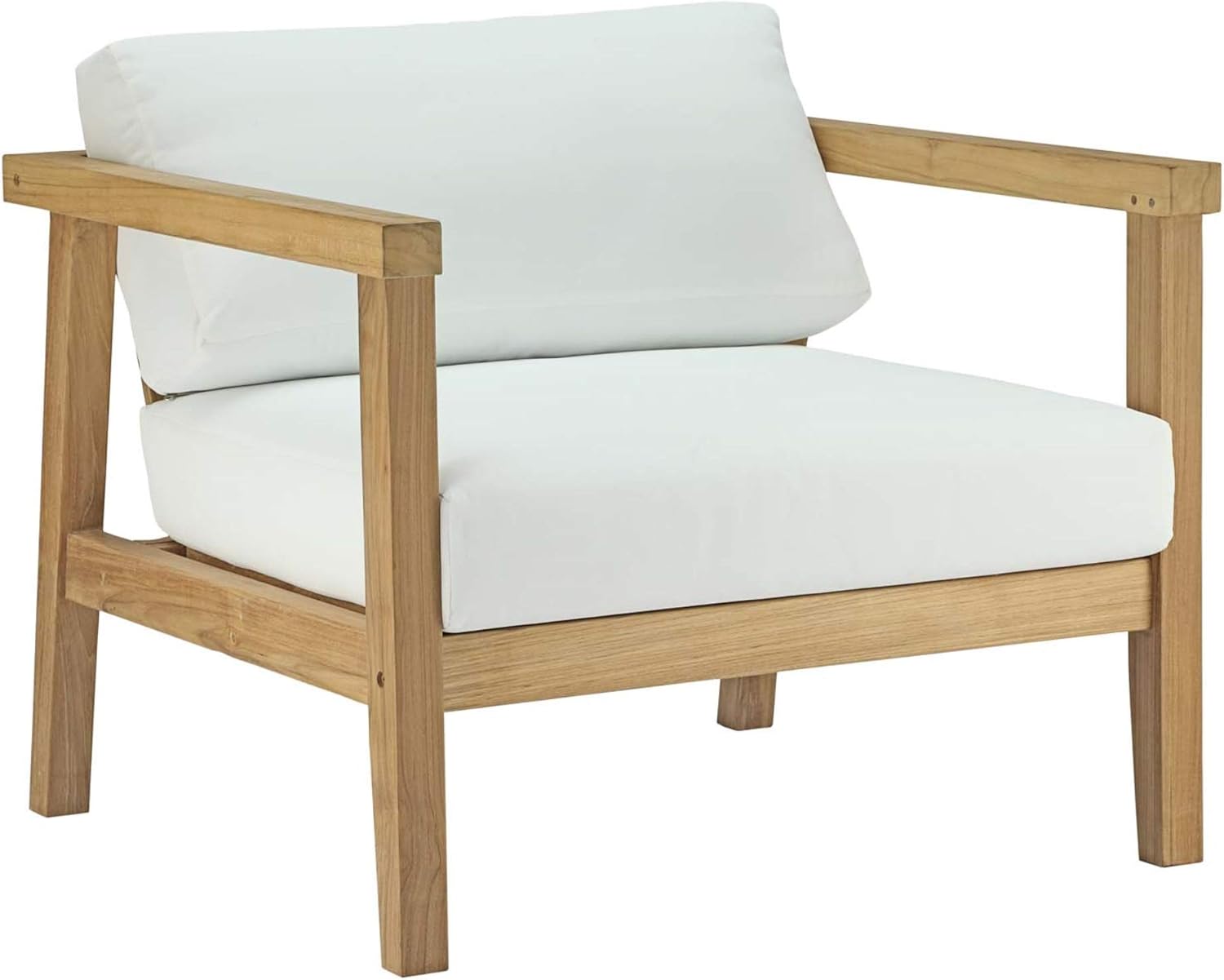 Ergode Bayport Teak Outdoor Armchair | Relax in Natural White | Sturdy Teak Wood Construction | Ergonomic Design | Durable & Weather-resistant | Easy Assembly