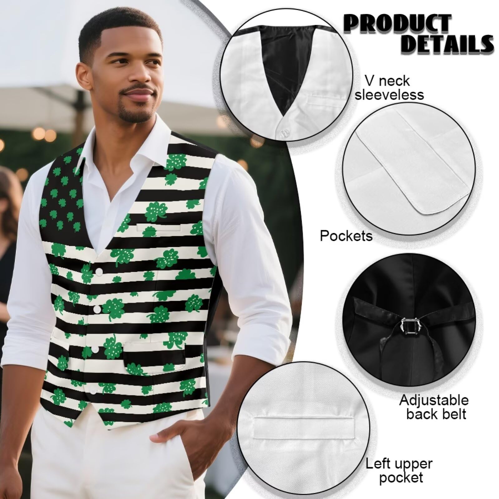 Chaleco para hombre, vestido de negocios, chaleco de traje de traje con cuello en V, 3 bolsillos, para boda, fiesta, esmoquin