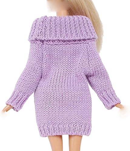 Miniatura 4 de BJDBUS Suéter de cuello alto de invierno para accesorios de muñeca de niña de 11.5 pulgadas (morado)