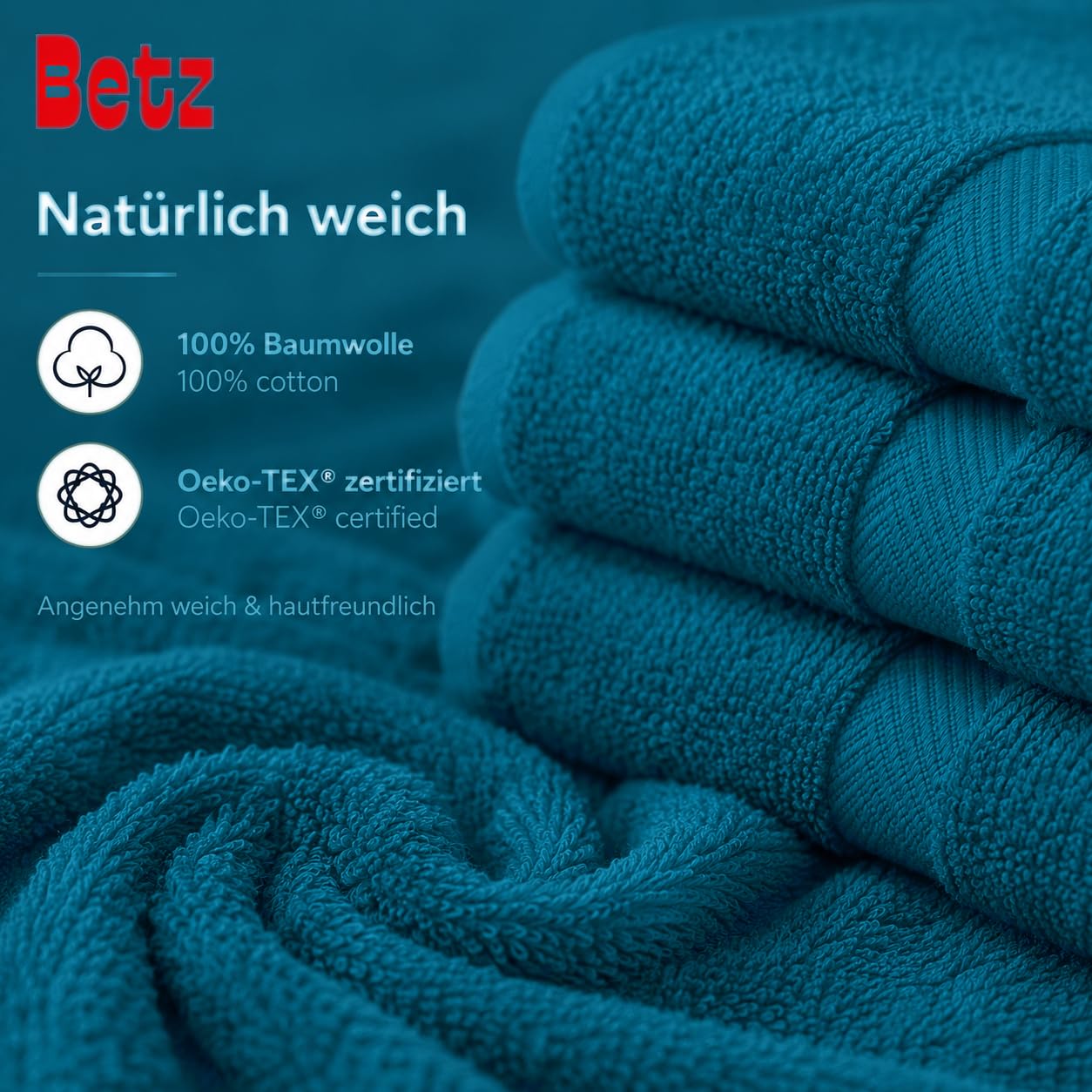 Betz Palermo Handtuch-Set 12-teilig – 100% Baumwolle – Oeko-TEX® Zertifiziert – extra saugfähig & weich – hohe Grammatur – Duschtücher, Handtücher, Gästetücher & Waschhandschuhe Farbe Petrol