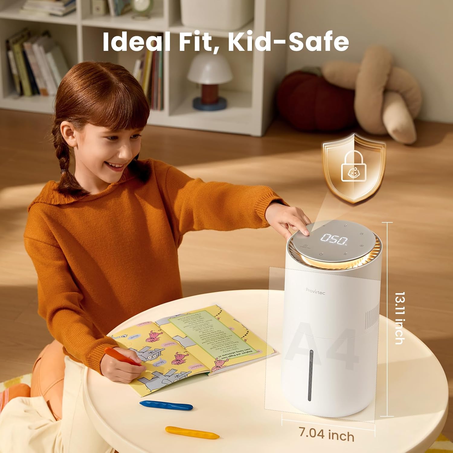 MistFree Evaporative Humidifier for Bedroom, 3L No White Dust for Sensitive Individuals, Auto Humidity Control, Works with Tap Water, Night Light, Easy Clean Tank for Home & Small Room - Image 8