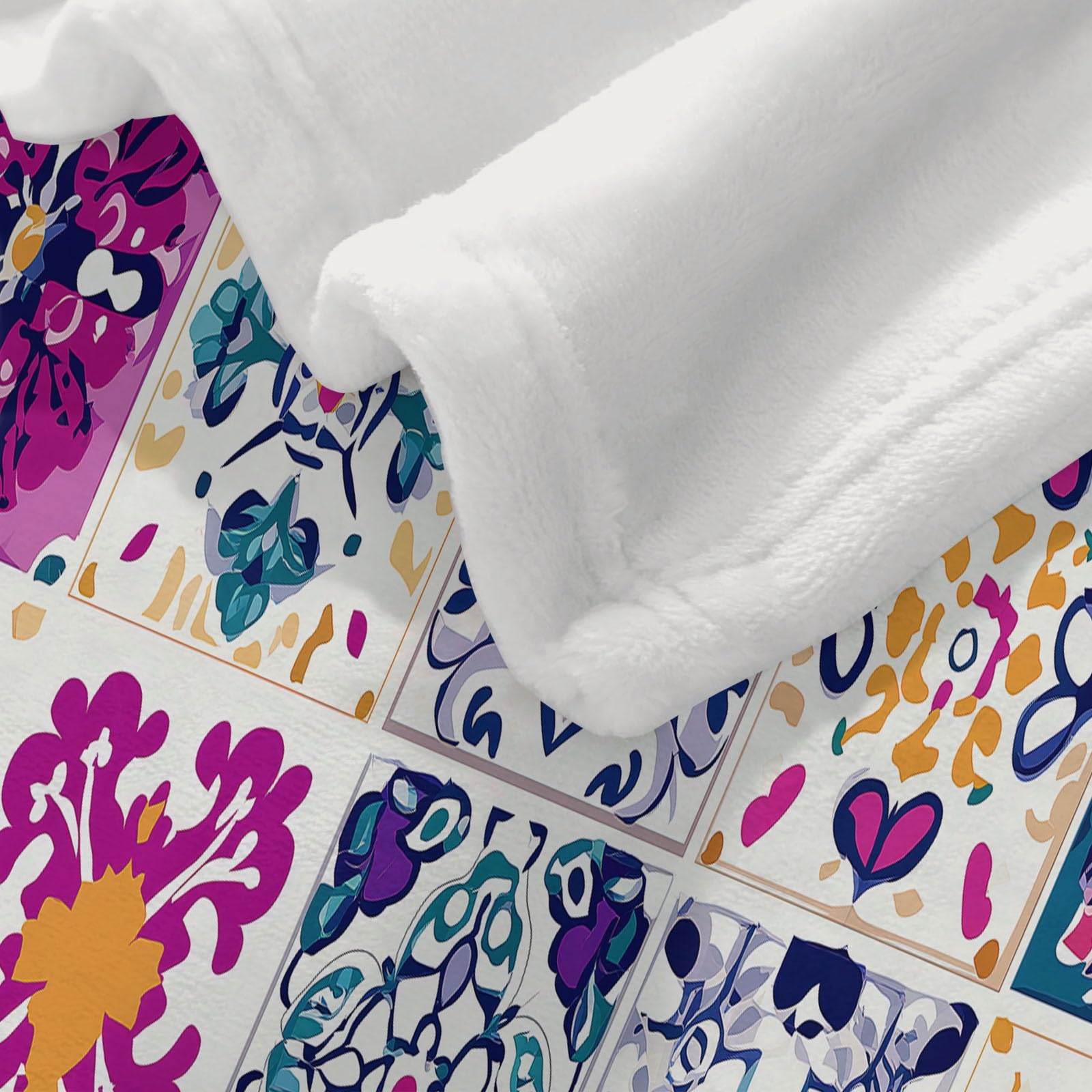 Manta con Estampado Elegante Vintage Artístico Geométrico, Manta Rosa Suave y Cómoda de Franela - Adecuada para Sofá Cama Camping y Viajes 220 x 240 cm