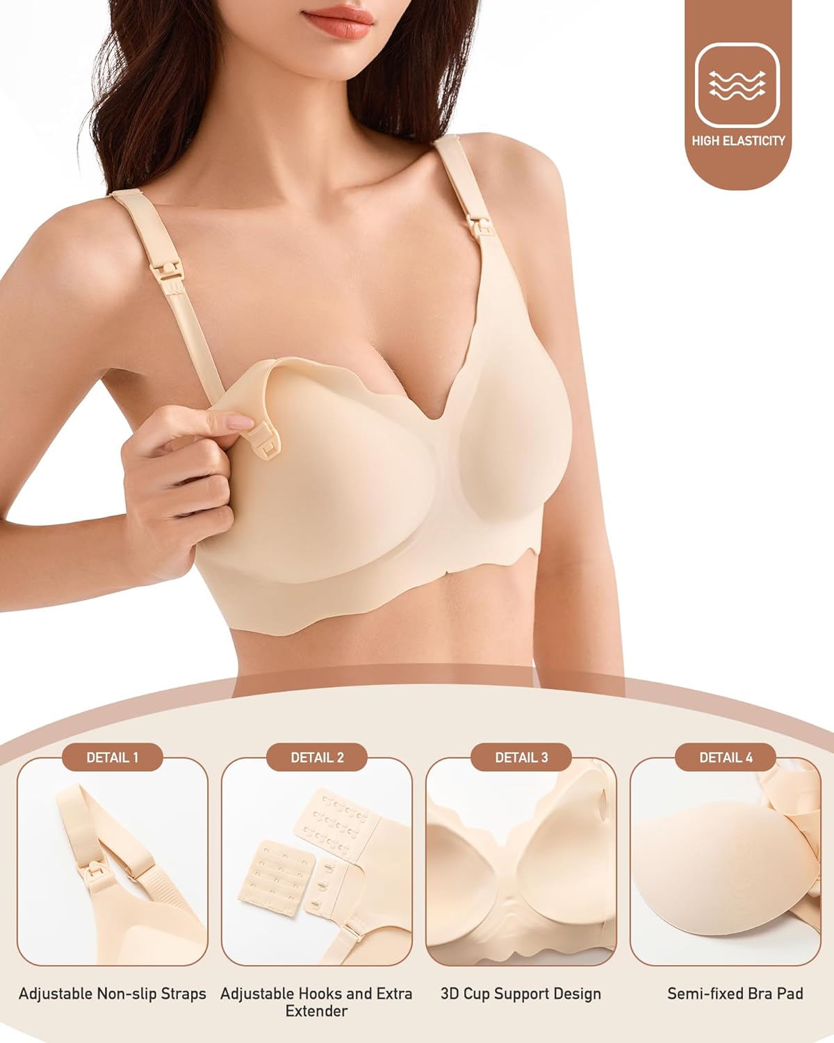 Wireless Nursing Bras for Breastfeeding, Seamless Maternity Bras Pregnancy Bralette No Underwire - Image 7