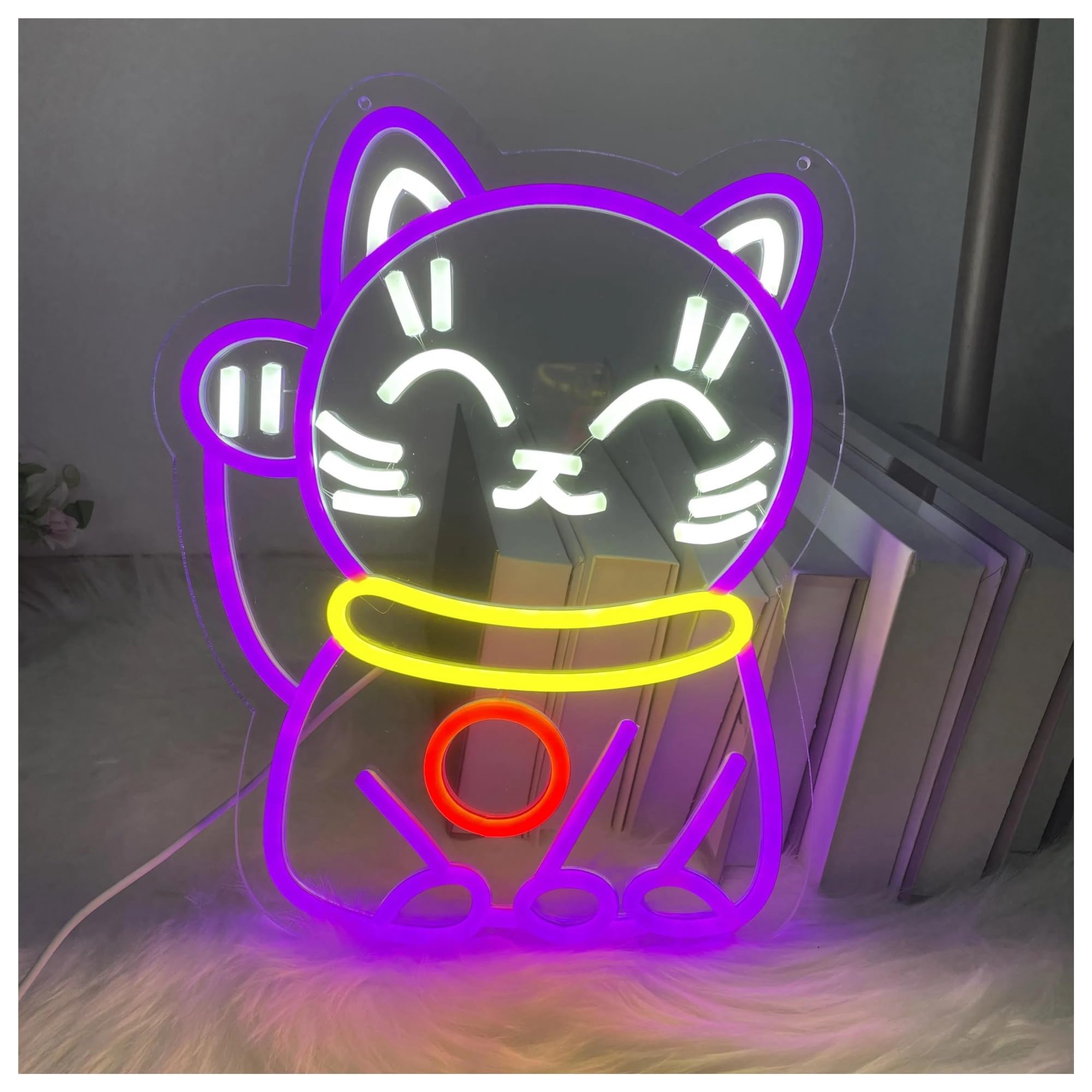 LED néon signe Panneau Néon En Forme De Chat Alimenté Par USB, Luminosité Réglable Éclairage Néon Pour Animal Et Chat Convient Pour La Décoration De Fête 28cmx32cm