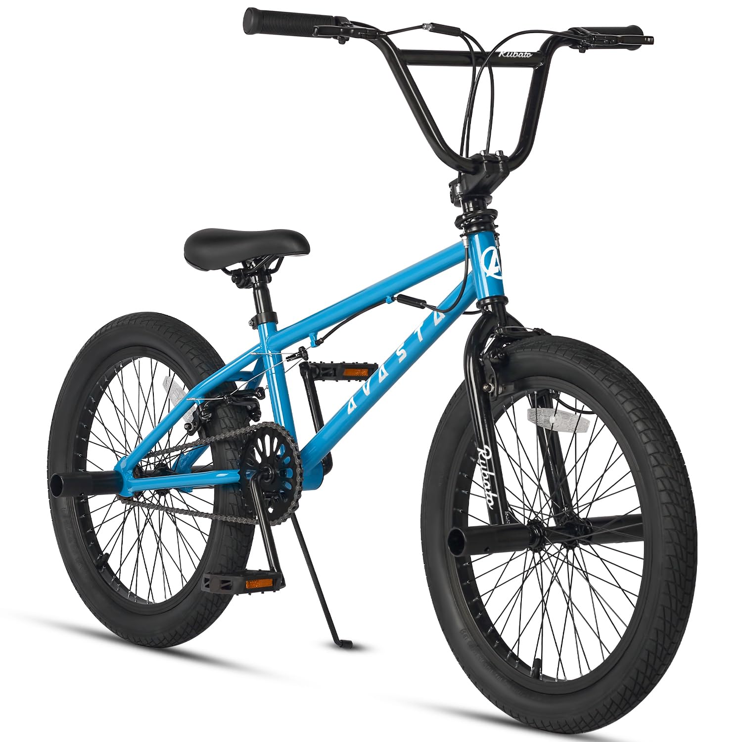 AVASTA Bicicletta BMX per Bambini Freestyle da 20 Pollici per età 6 7 8 9 10 11 12 13 14 Anni Ragazzi Ragazze Adolescenti e Junior Riders con 4 Picchetti, Rotori a 360 Gradi, Blu