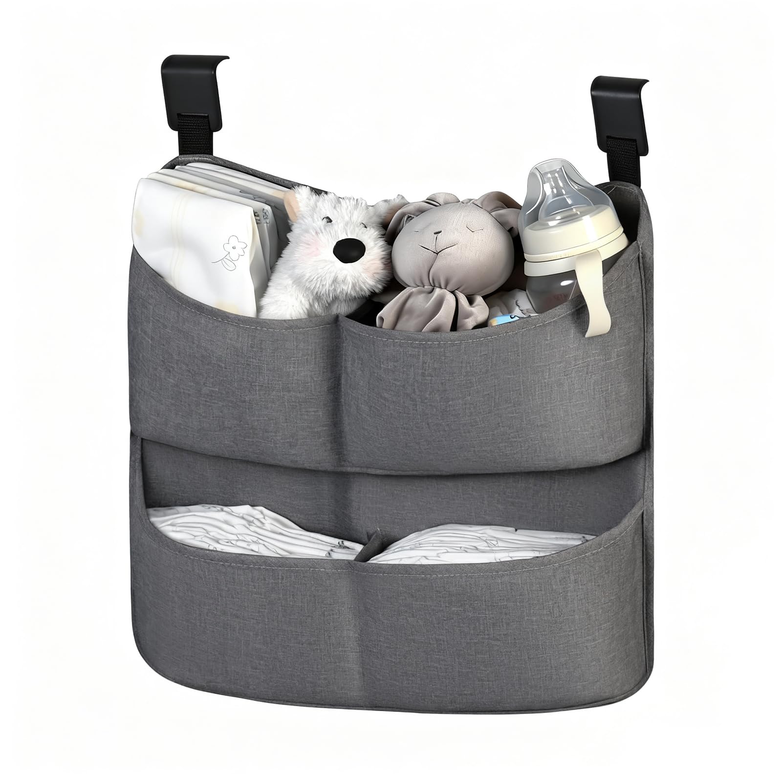 cutebeams Hanging Diaper Caddy for Crib Diaper Organizer for Changing Table Bassinet Stroller Playpen accessories Large Capacity Baby