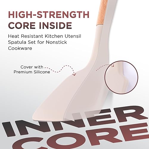 Miniatura 3 de Juego de utensilios de cocina de 34 piezas, utensilios de cocina de silicona con asas de madera, resistentes al calor, antiadherentes, juego