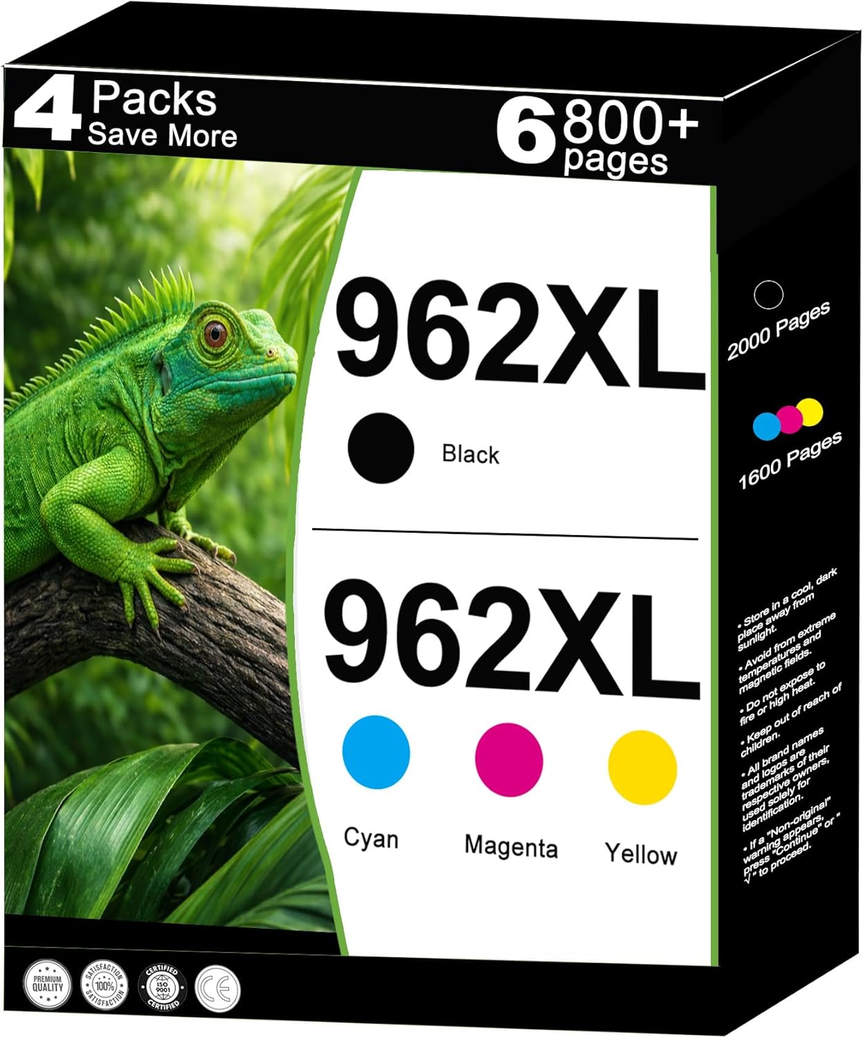 962XL Ink Cartridges Combo Pack Replacement for HP 962 XL HP962 Work for 9015e 9010 9015 9025e 9012 9020e 9019 9020 9018e 9018 9025 9012e 9010e Printers High Yield 4 Pack- Cyan, Magenta, Yellow, Black
