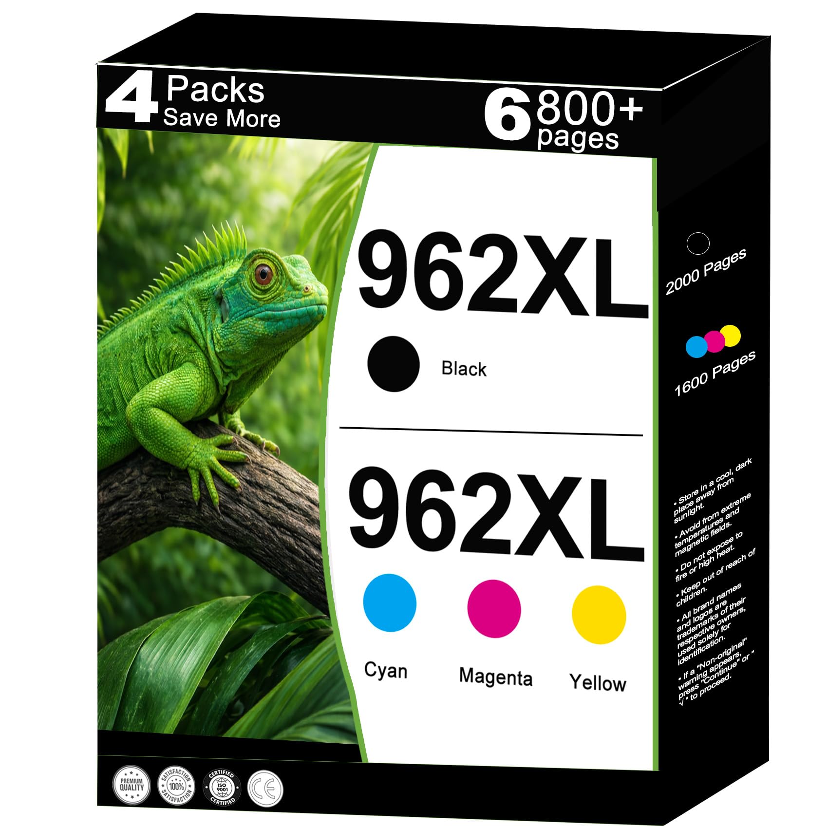 Photo 1 of 962XL Ink Cartridges Replacement for HP 962 XL Combo Pack Work with 9012e 9010e 9012 9020e 9019 9015e 9010 9015 9025e 9020 9018e 9018 9025 Printers with V24.2.1 Chip 4 Packs-Cyan Magenta Yellow Black