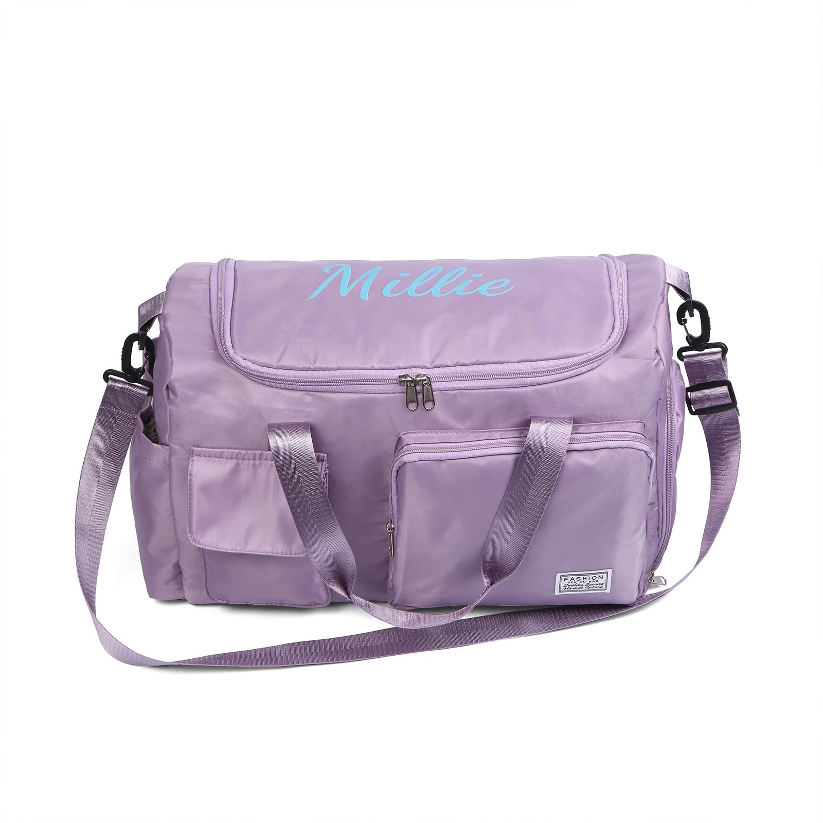 Personalized Duffel Bag Custom Sport Gym Travel Bags Embroidered Name Text Customized Dry Wet Separated Weekend Waterproof Bag for Women Men (B-Purple