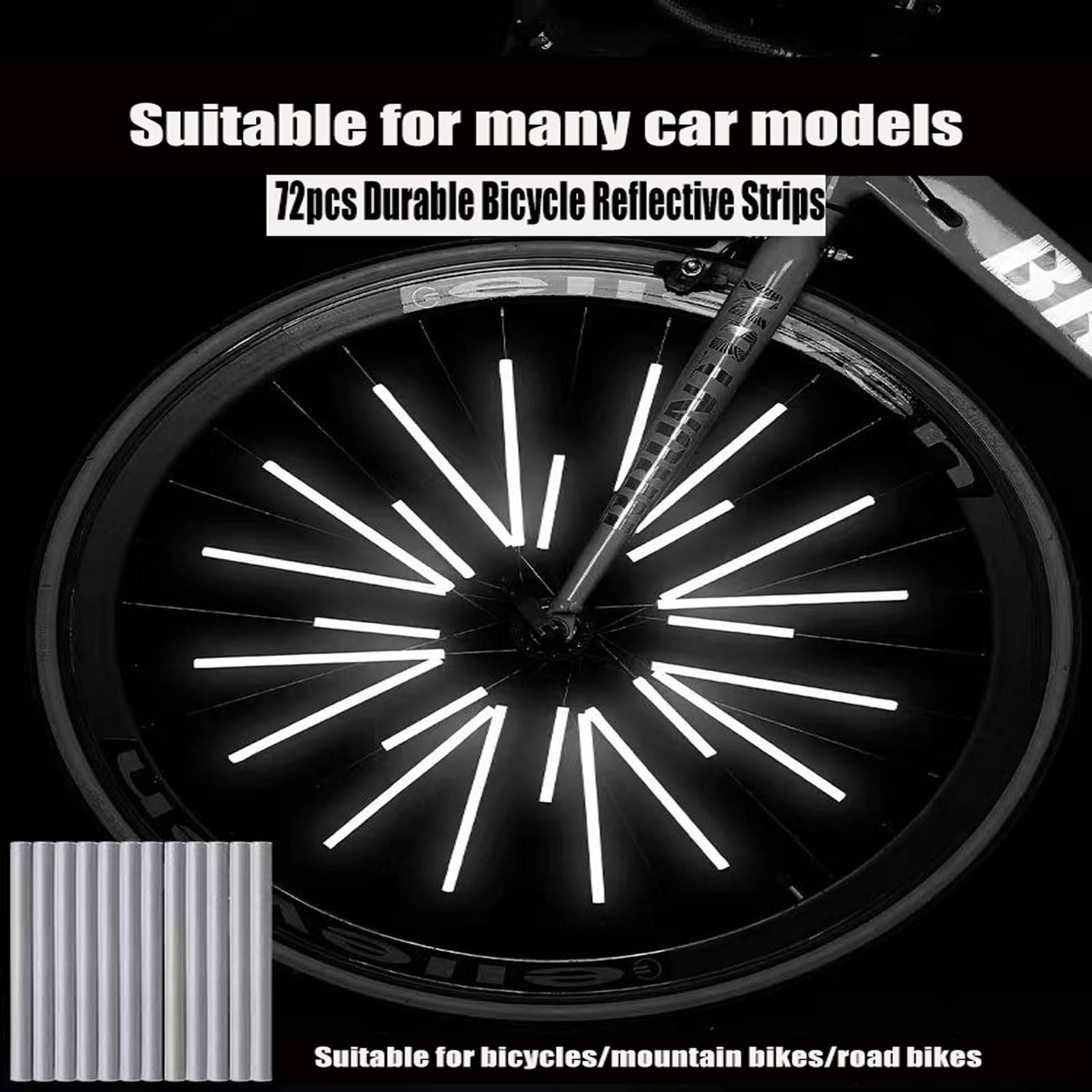 72 Raggi Riflettenti Per Bicicletta + Adesivi - Kit Sicurezza Notte Omologato CE - 2