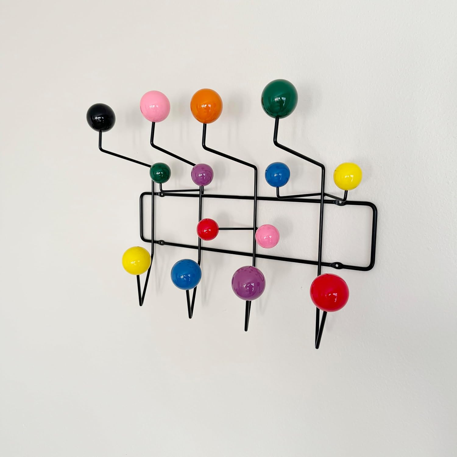 Mod Made Mid Century Modern Bubble Wall Mounted Coat Rack, Color Ball Black Frame