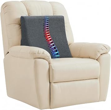 Vekkia Lumbar Support Pillow for Recliner - Couch Back Support Pillow for Lower Back Pain Relief, Lumbar Cushion for Sofa, Accent Chair & Armchair, Recliner Cushions for Elderly, Washable Cover Gray