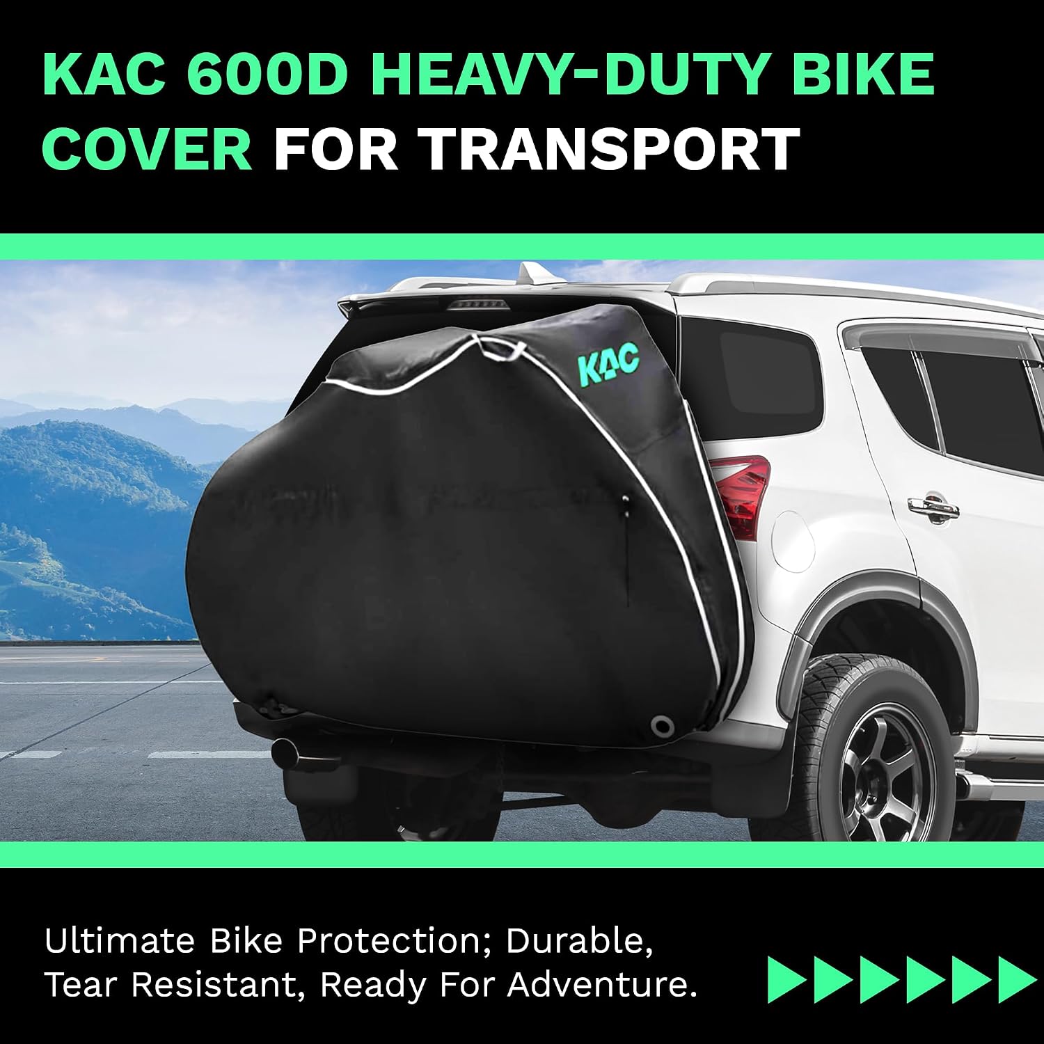 KAC Bike Cover for Transport On Rack - 600D Heavy Duty Bicycle Covers image 2