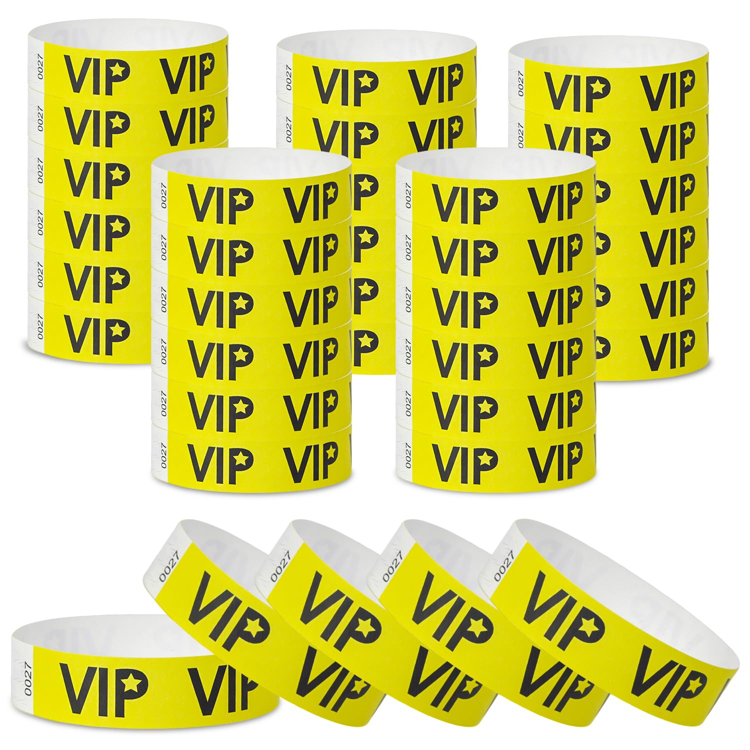 500 Pcs VIP Paper Wristbands for Events Waterproof Wrist Bands Lightweight Festival Identification Bracelets Neon Adhesive Event Arm Bands for Party（Yellow）