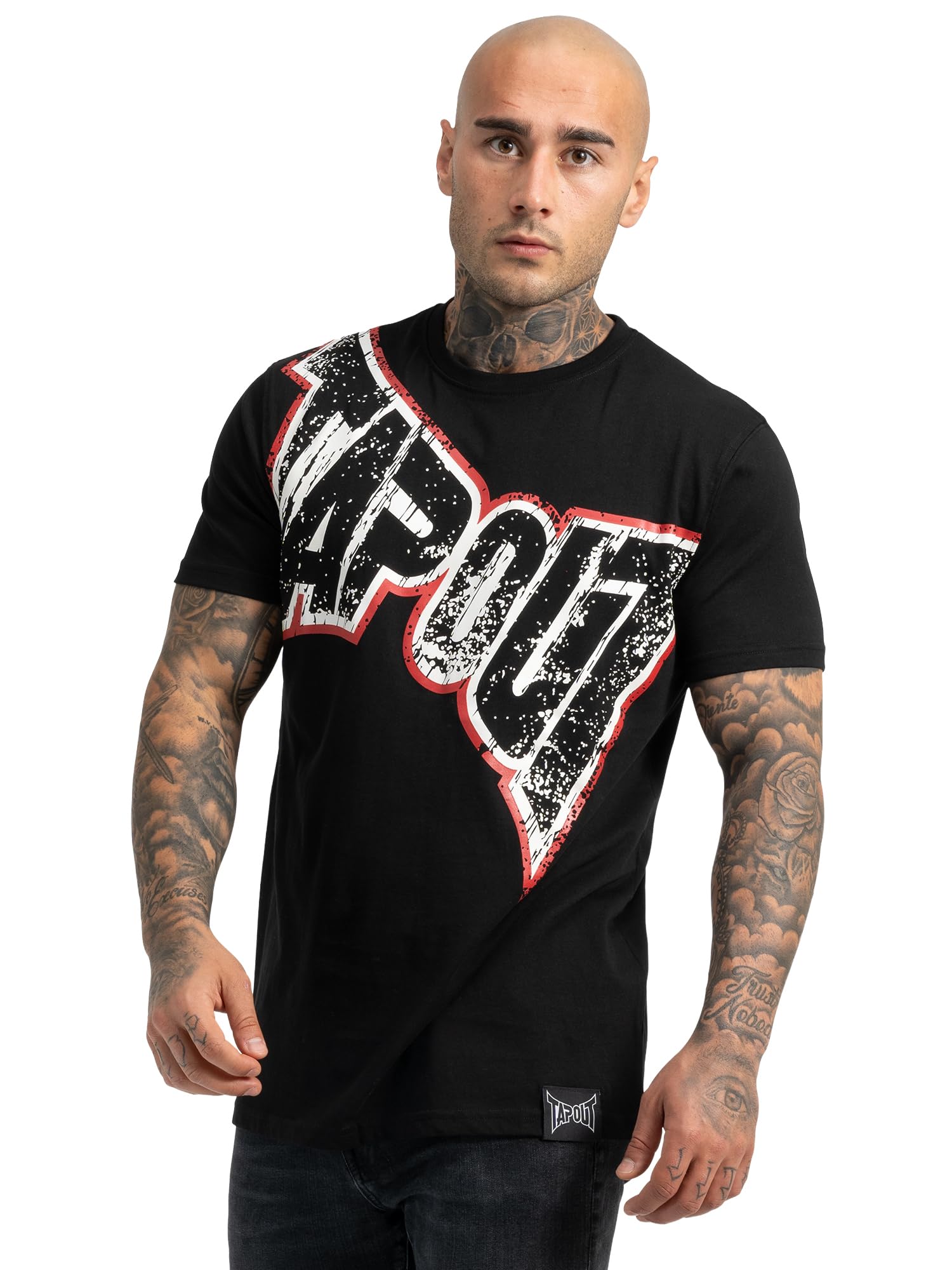Tapout Men's Bernardino T-Shirt, Black/Ecru/red, L
