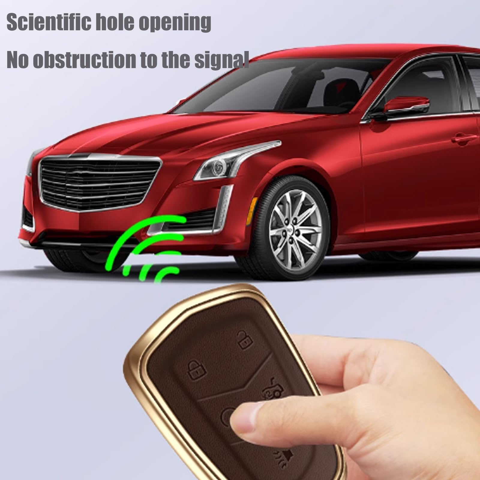 Conchas Clave para Cadillac CT5 XT5 XT4 XTS CT6 XT6 ATS L, Protector de Soporte for Mando a Distancia Sin Llave Flip Car Key Shell Cover Carcasa de Repuesto Plegable, C Coffee