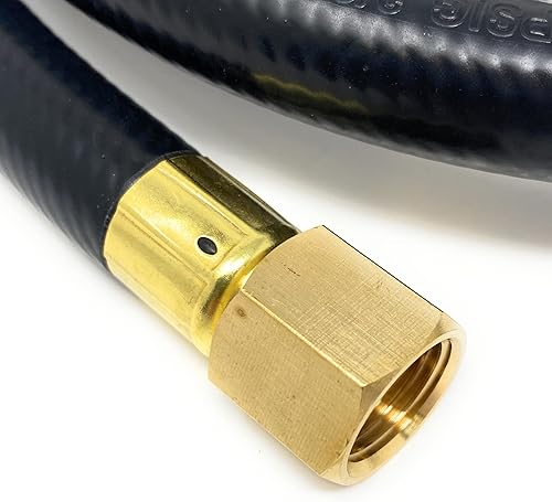 Miniatura 9 de Conjunto de manguera de gas propano de baja presión de 8 pies, con bengala hembra de 38 pulgadas x 14 pulgadas macho NPT accesorios de latón para