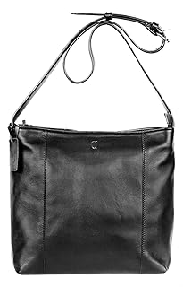 شنطة كروس بجيب خلفي وشعار محفور للنساء من الفا ليذر كو - اسود