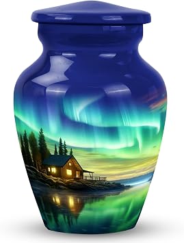 Northern Lights Keepsake Urn for Human Ashes Male Female Aurora Dad 3 Inch | Aurora Borealis Cremation Ashes for Adult Dad Memorial Funeral Keepsake