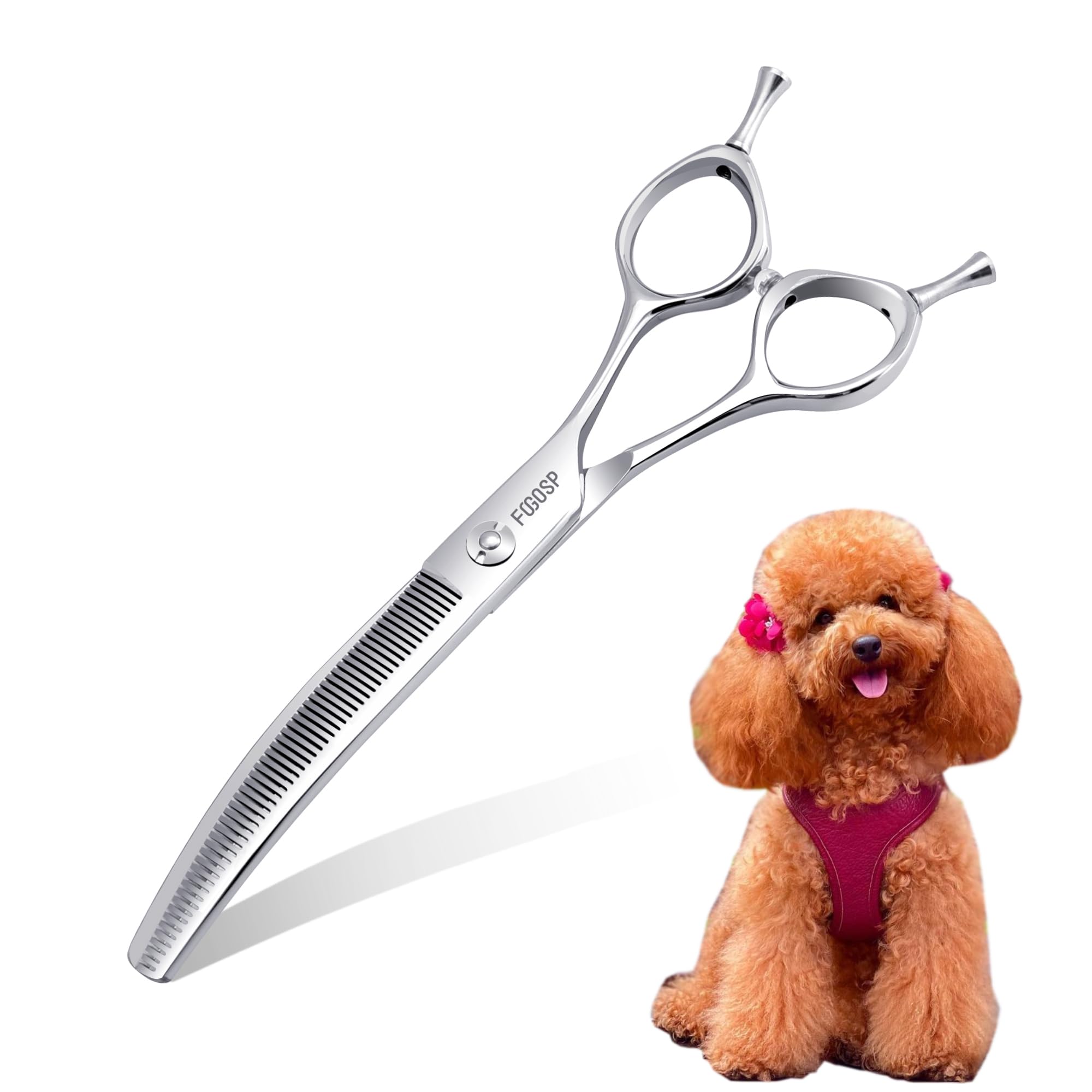 Fogosp Curved Thinning Shears For Dogs Grooming 6.5'' Multipurpose Professional Pet Curved Blender Scissors For Small Dog Grooming 35% Thinning Rate (6.5 In, Curved Thinners)
