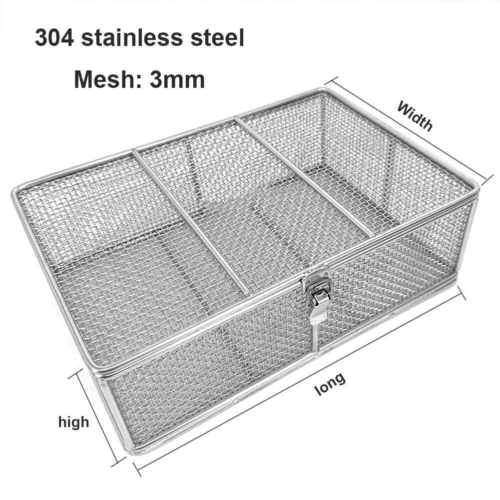 Panier de stérilisation en acier inoxydable avec couvercle – Plateaux en maille de 3 mm pour instruments médicaux orthopédiques et ORL