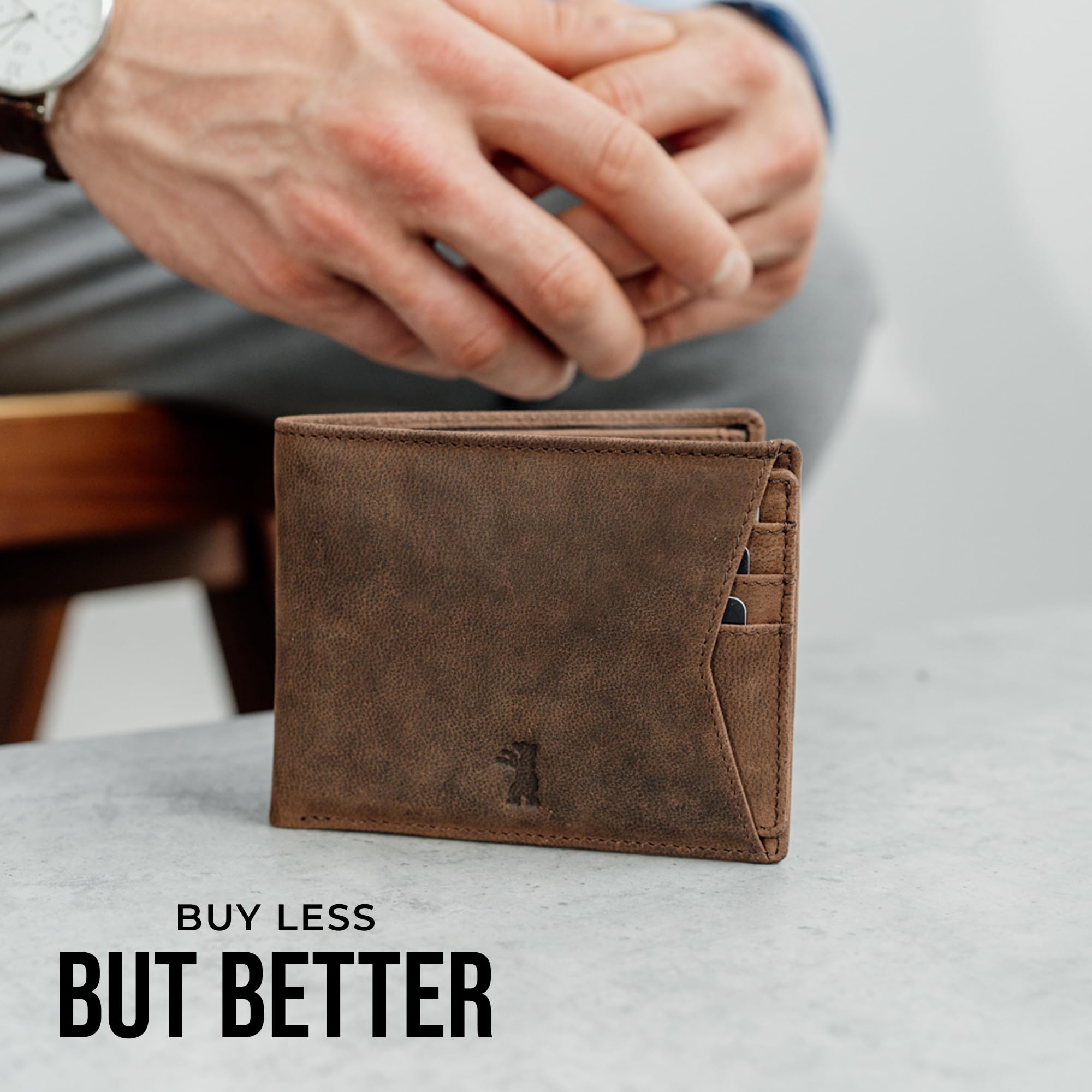 Berliner Bags Kiel Cartera de Piel Auténtica con Tarjetero Extraíble y RFID | Marrón Billetera De Cuero Hombre 8 Tarjetas Ventana Dni Monedero Cierre Botón Alemán Estilo Vintage Único Elegante Práctica