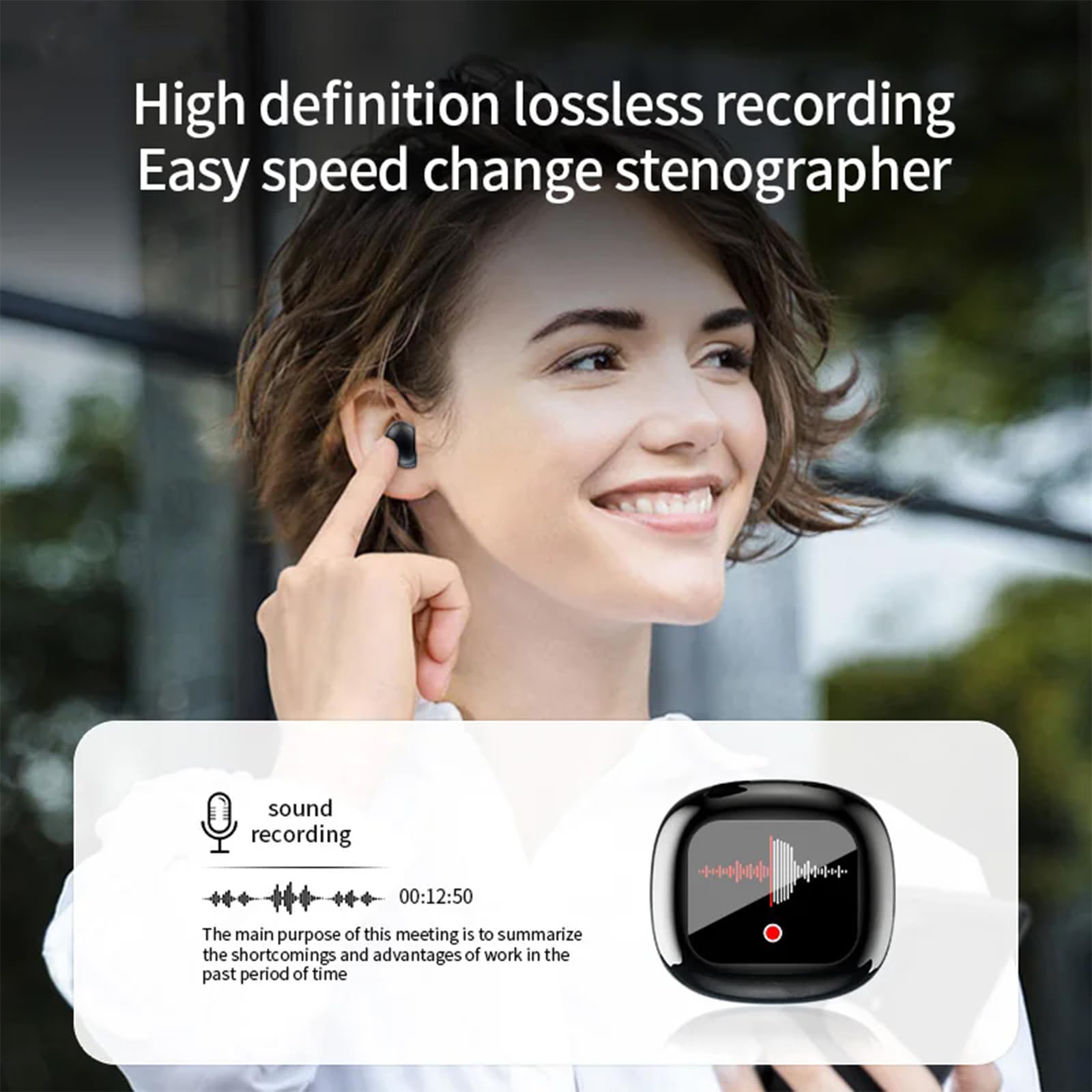 Auriculares inalámbricos Bluetooth 5.4 con pantalla táctil, auriculares inalámbricos pequeños, auriculares inalámbricos Bluetooth para orejas pequeñas en el oído