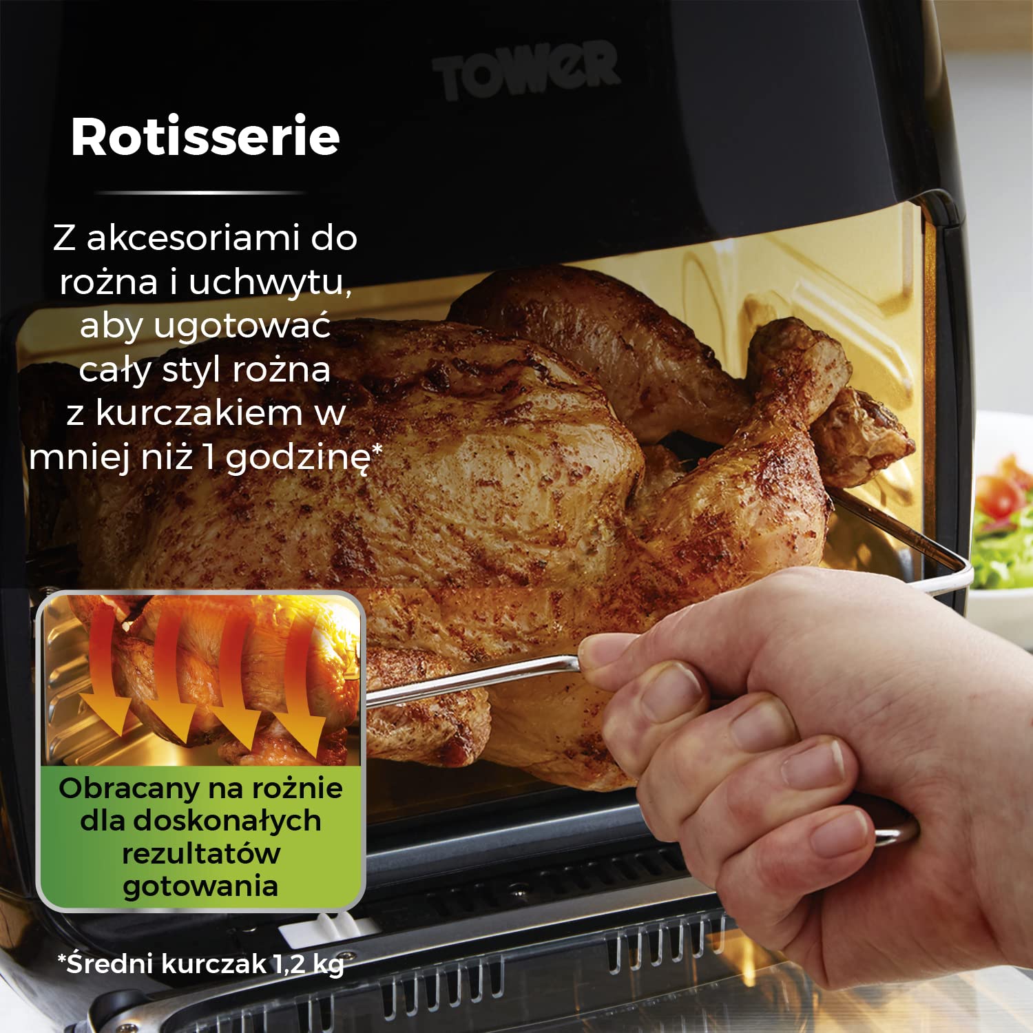 Tower Xpress Pro Kombinacja T17076 Vortx 10-in-1 Cyfrowy Air Frytkownica Piekarnik z Rapid Air Obieg, 60-Minuta Timer, 11 L, 2000 W, Czarny