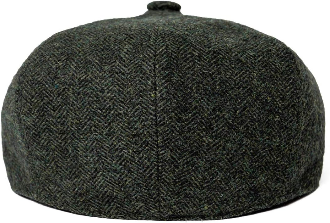 Men Wool Blend 8 Panel Newsboy Cap Tweed Cabbie Hat Snap Brim - Image 5