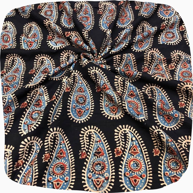 PALASHAjrakh Cotton Natural Dye Hand Block Print Unstitched Kurti Fabric For Women Multicolor 3 Meter PAL.AJK.COT.033