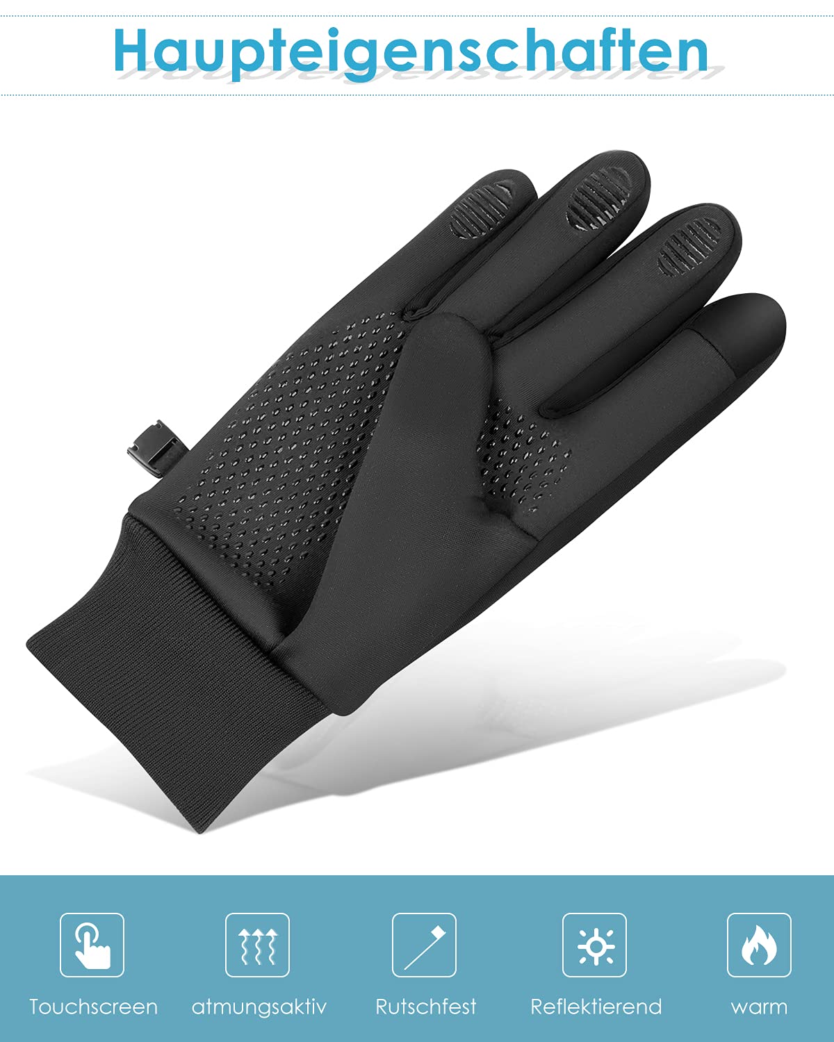MEKO Winter Warme Handschuhe, Touchscreen Winterhandschuhe Herren Damen Fahrradhandschuhe Sport Winddichte Handschuhe MTB Handschuhe Schwarz zum Radfahren, Laufen, Fahren, Joggen, Skifahren (S) Fashion