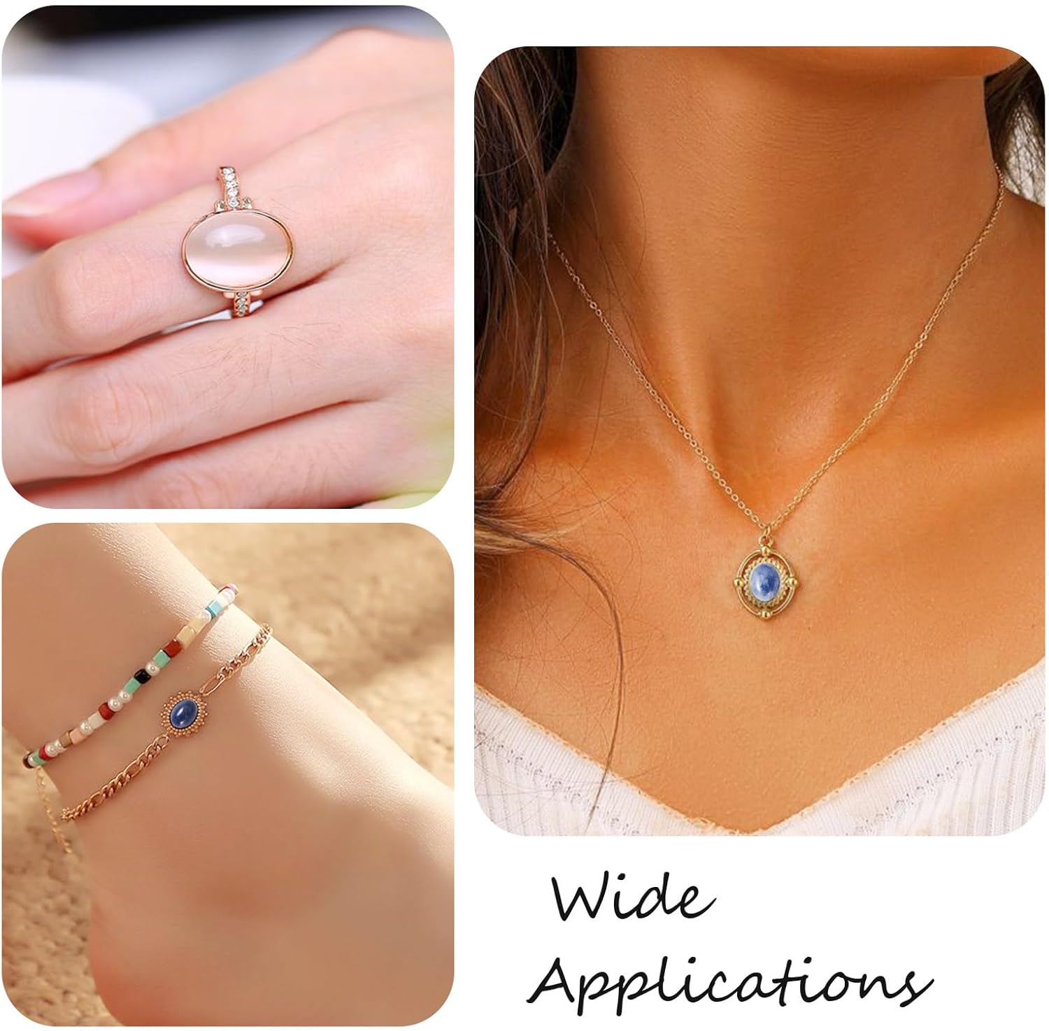 KISSITTY 28Pcs Gemstone Cabochons 14 Styles 6×8mm Round Oval Gemstones Cabochon Semi-Precious Natural Gems Crystal Stones Cabochons For Jewelry Making Bracelet Necklace Earring Pendant - Image 2