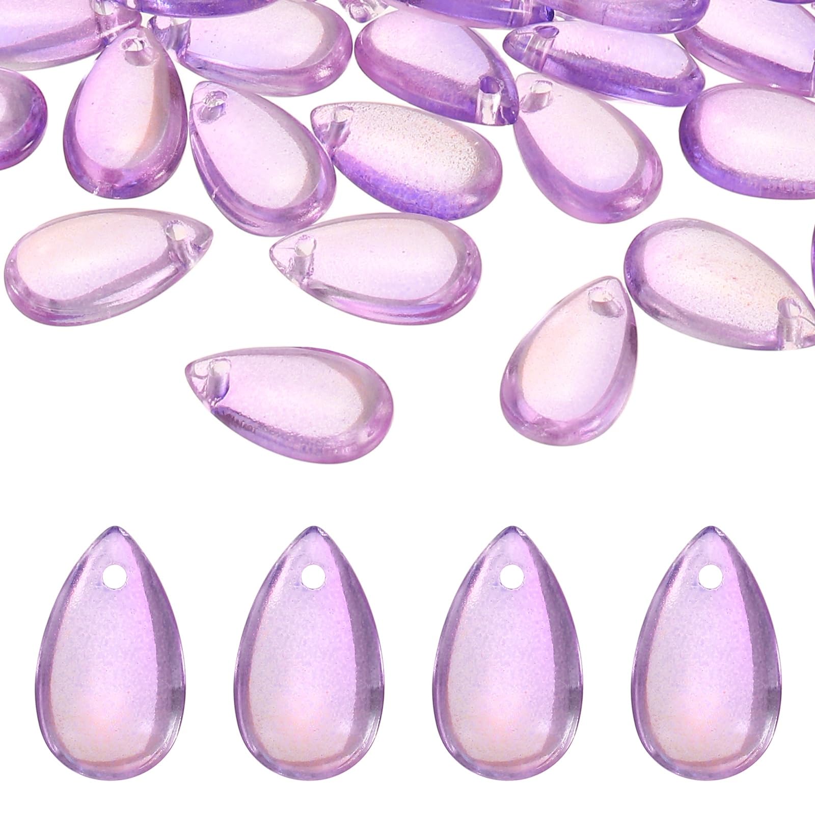 PATIKIL Teardrop Beads, 100Pcs Crystal Tear Drop Top Drilled Pendants Charm Teardrop Czech Glass Beads for DIY Jewelry Making Bracelets Necklace Earrings Craft, Dark Violet