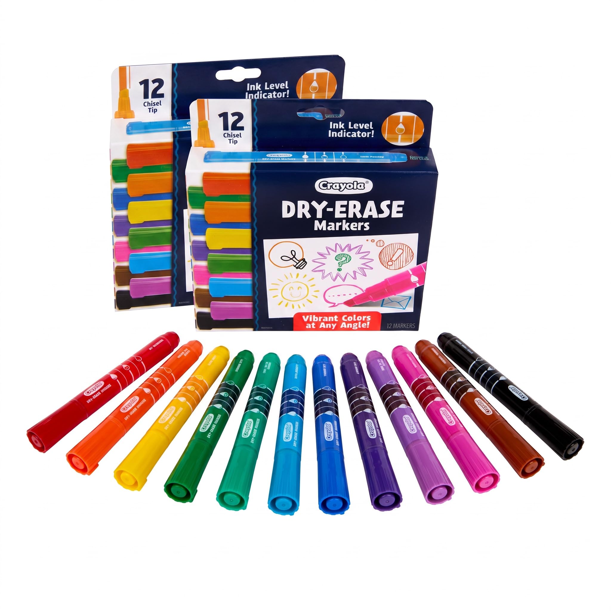 Crayola Take Note Dry Erase Markers for School (12ct) Essential Easter Basket Stuffers, Chisel Tip Whiteboard Markers, Spring Craft Supplies for Teachers, Low Odor (Pack of 2)