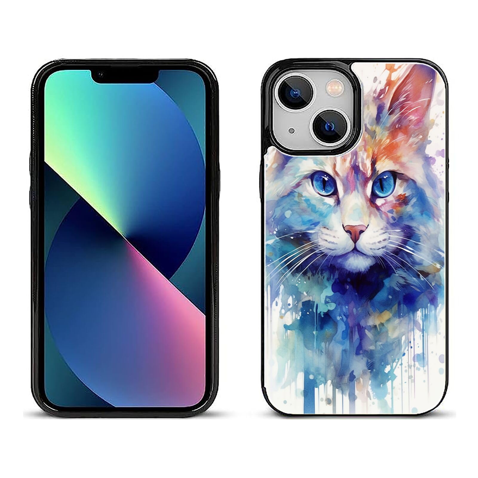 DAFEI Stylish Wallet Case for iPhone 13 Mini with Cat Print-aa329 Design - Premium Protection and Functionality Sleek Design Kickstand Feature