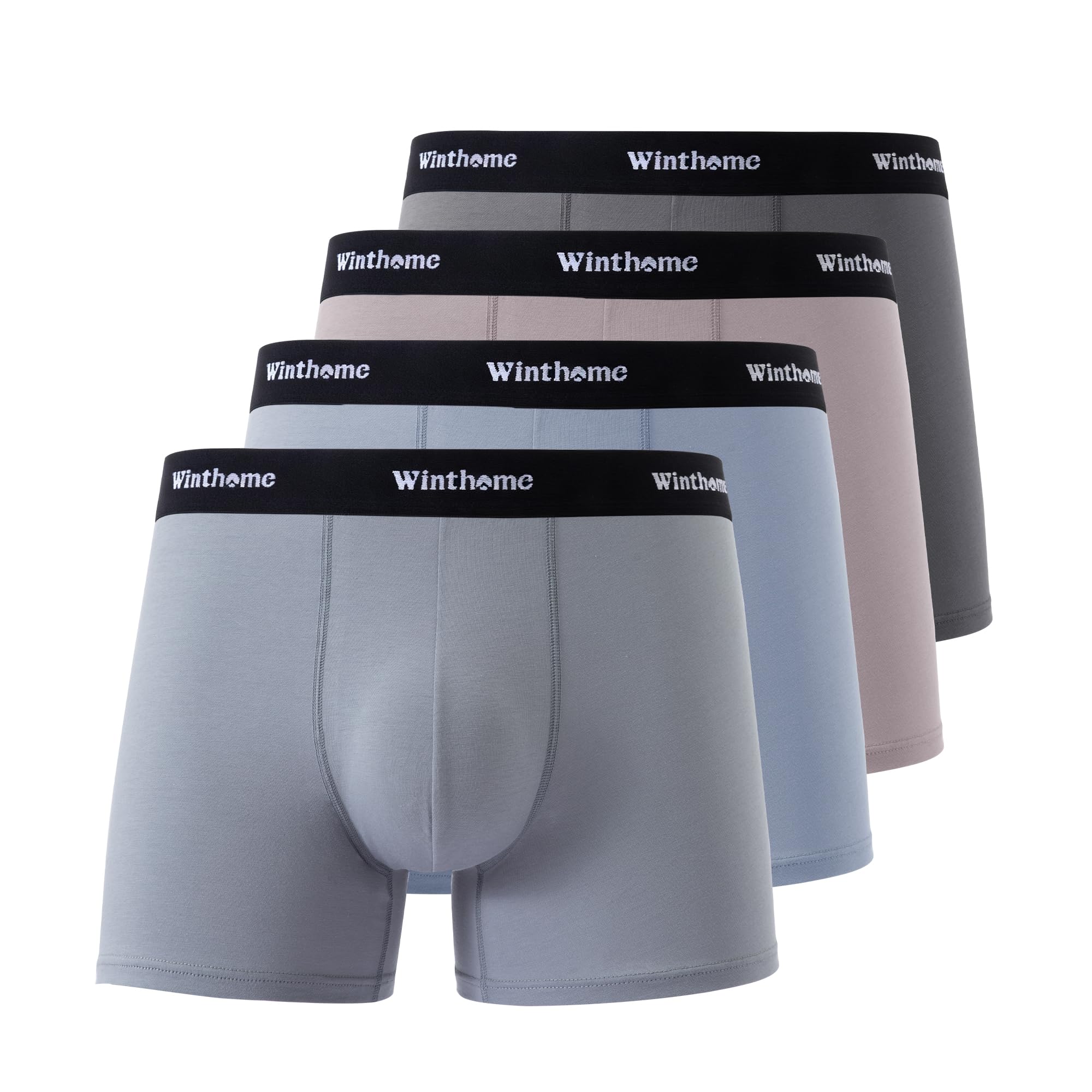 Winthome Boxershorts Herren 4er Pack - Nahtlos Unterhosen Männer aus Baumwolle Bequem Atmungsaktiv, Weich Ohne Einzuschneiden, Unterwäsche mit 3D-Pouch, Elastische Bund, Formstabil, im Karton