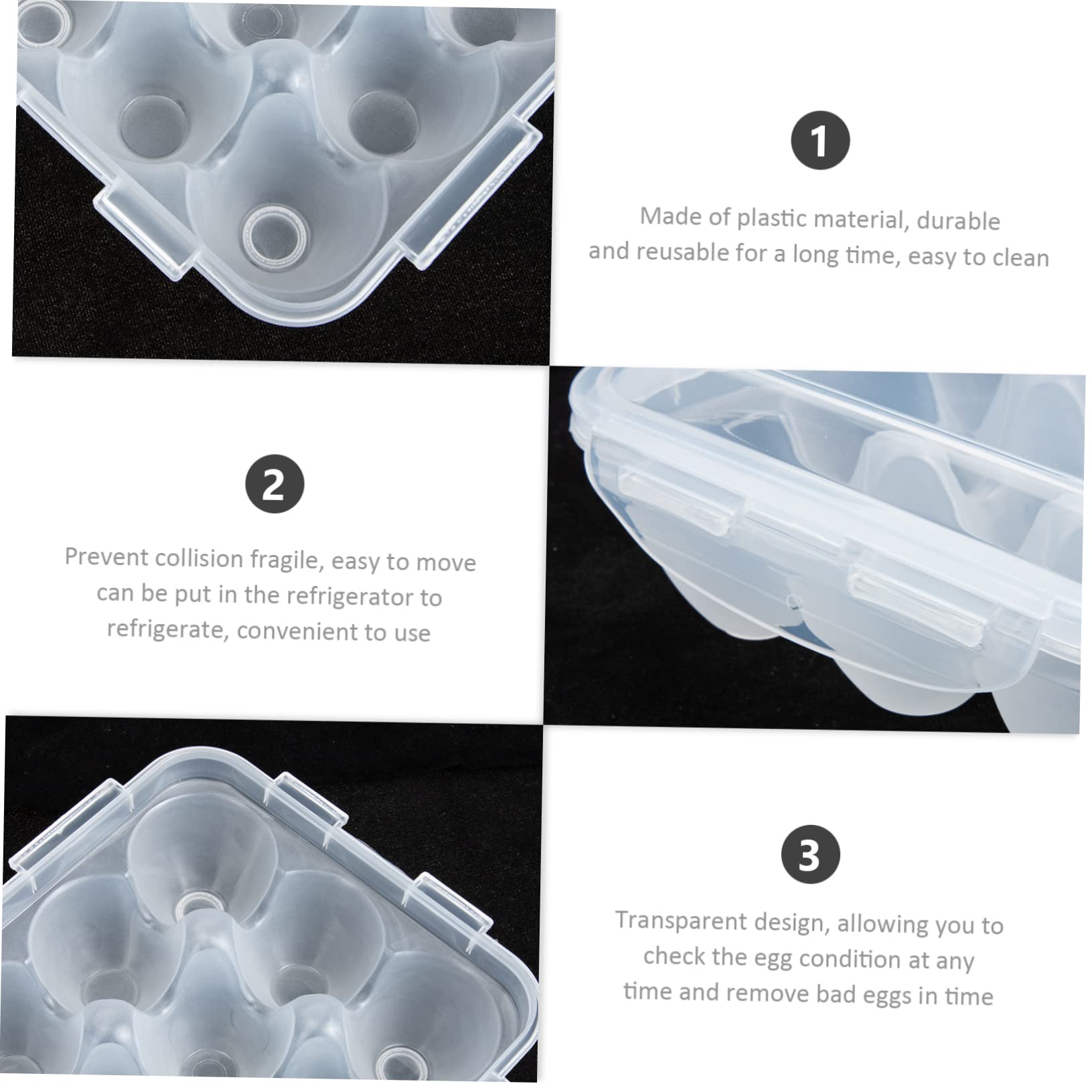 STOBAZA 3piezas Caja De Almacenamiento De Huevos Tapa Compartimentos Organizador Transparente Para Refrigerador Para Cocinas y Congeladores Diseño Resistente y Práctico Para Hogar