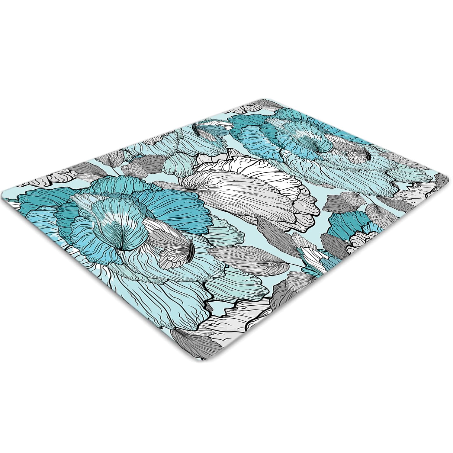 Tapis de sol 120x90 cm en PVC transparent motif fleurs gribouillage pour chaise de bureau
