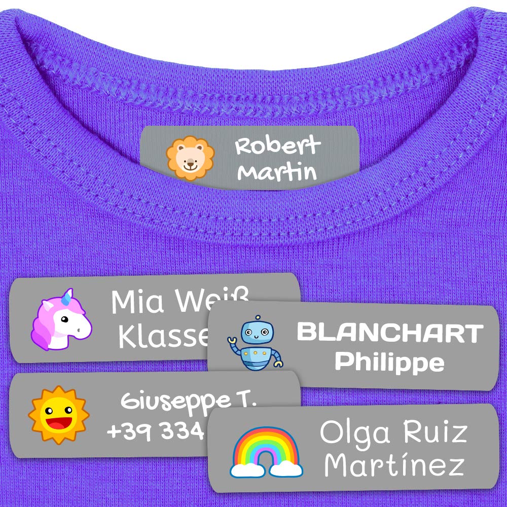 50 Étiquettes Thermocollantes Personnalisées 6x2cm - Pour Marquer Vêtements Enfants, Blanc