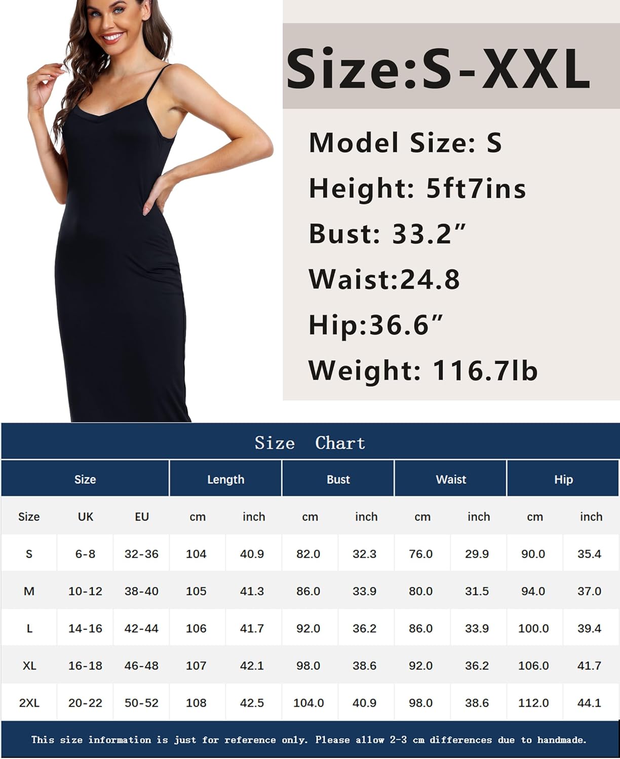 Women's Long Full Slips, Soft Long Slip Dress Adjustable Spaghetti Straps Nightgown for Ladies V Neck Underdress - Image 6