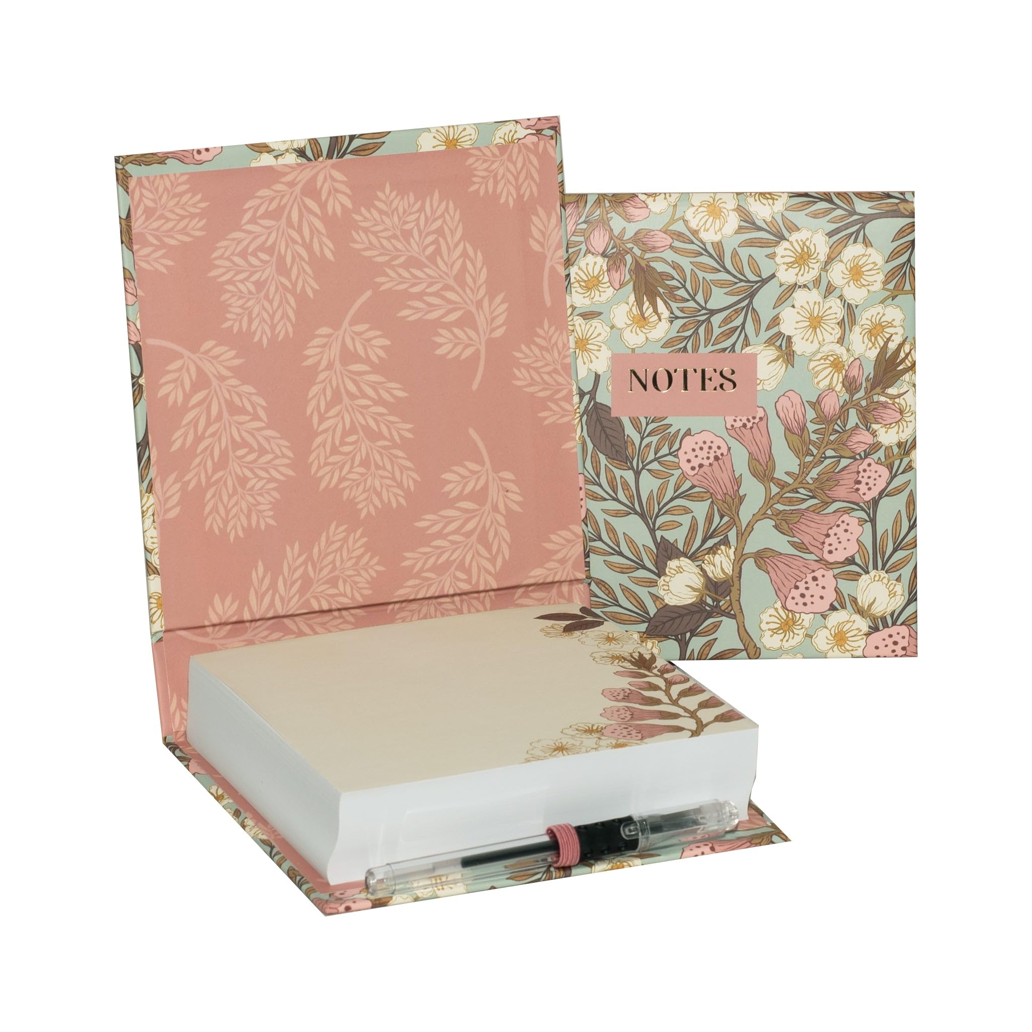 Design By Violet Foxglove Floral Note Block with Pen – 270 Page Desk Note Pad for Gifting for Her and Back to School