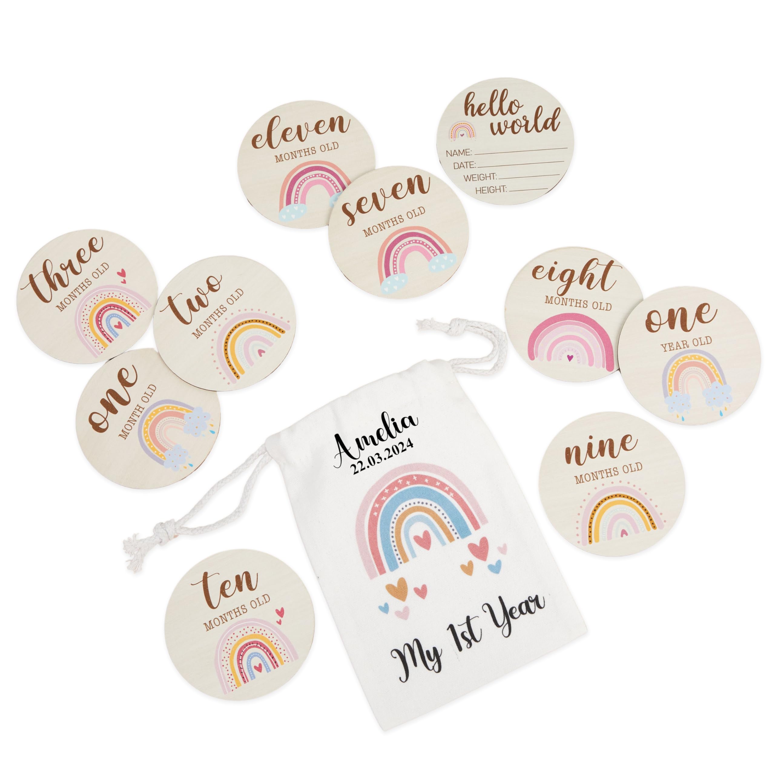 Baby Milestone Cards, Monthly Milestone Baby Discs Parents Personalised Gifts - Image 2