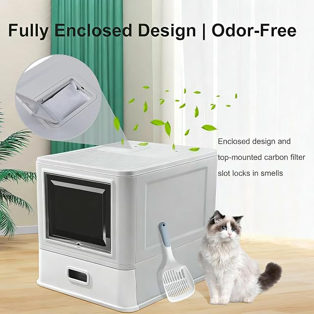 Foto 3 de 7 de Marchul Caja de Arena para Gatos, Cerrada en Acero Inoxidable con Tapa y Diseño de Cajón Extraíble