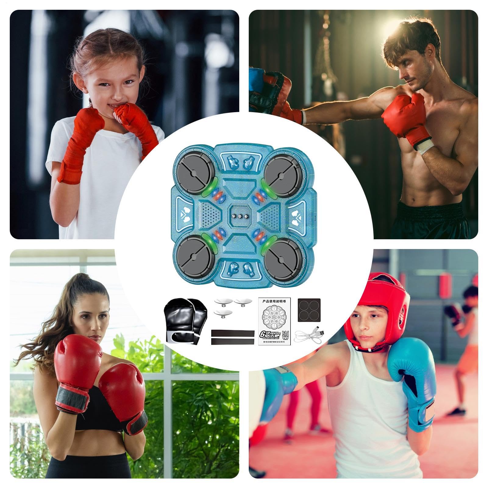 Music Boxing Trainer, tappetino interattivo per allenamento ritmico per bambini e adulti, perforatrice da parete USB con tre modalità di velocità, accessori per la casa per palestra, sala giochi