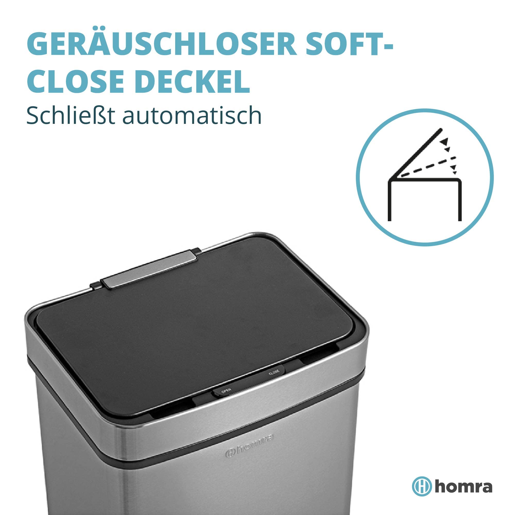 Homra® Nexo Smart Bin kosz na śmieci z czujnikiem 3 + 1 przegródkami, ze stali nierdzewnej, z czujnikiem ruchu, elektryczna segregacja śmieci, Smart Bin, system segregacji śmieci w kuchni