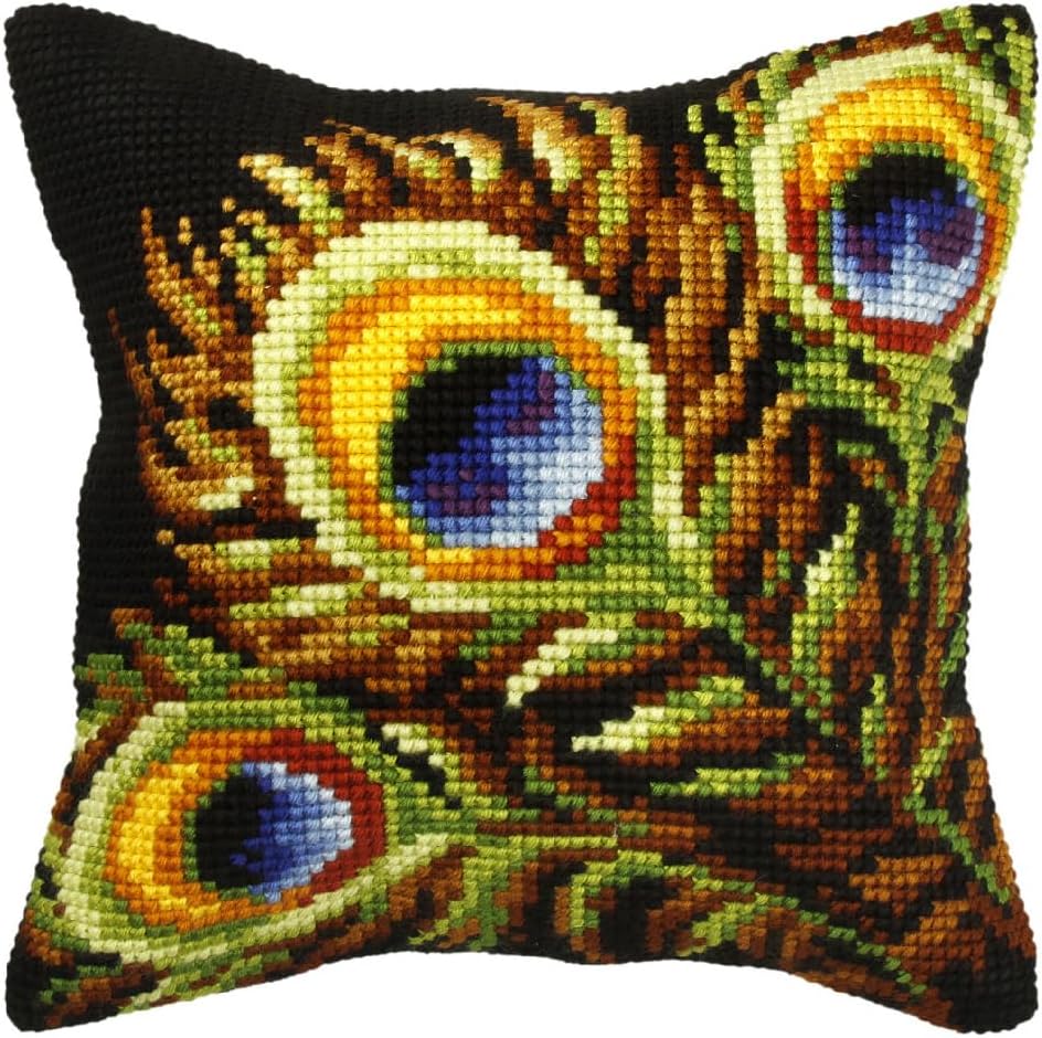 Peacock Feather Cushion Front Chunky Cross Stitch Kit