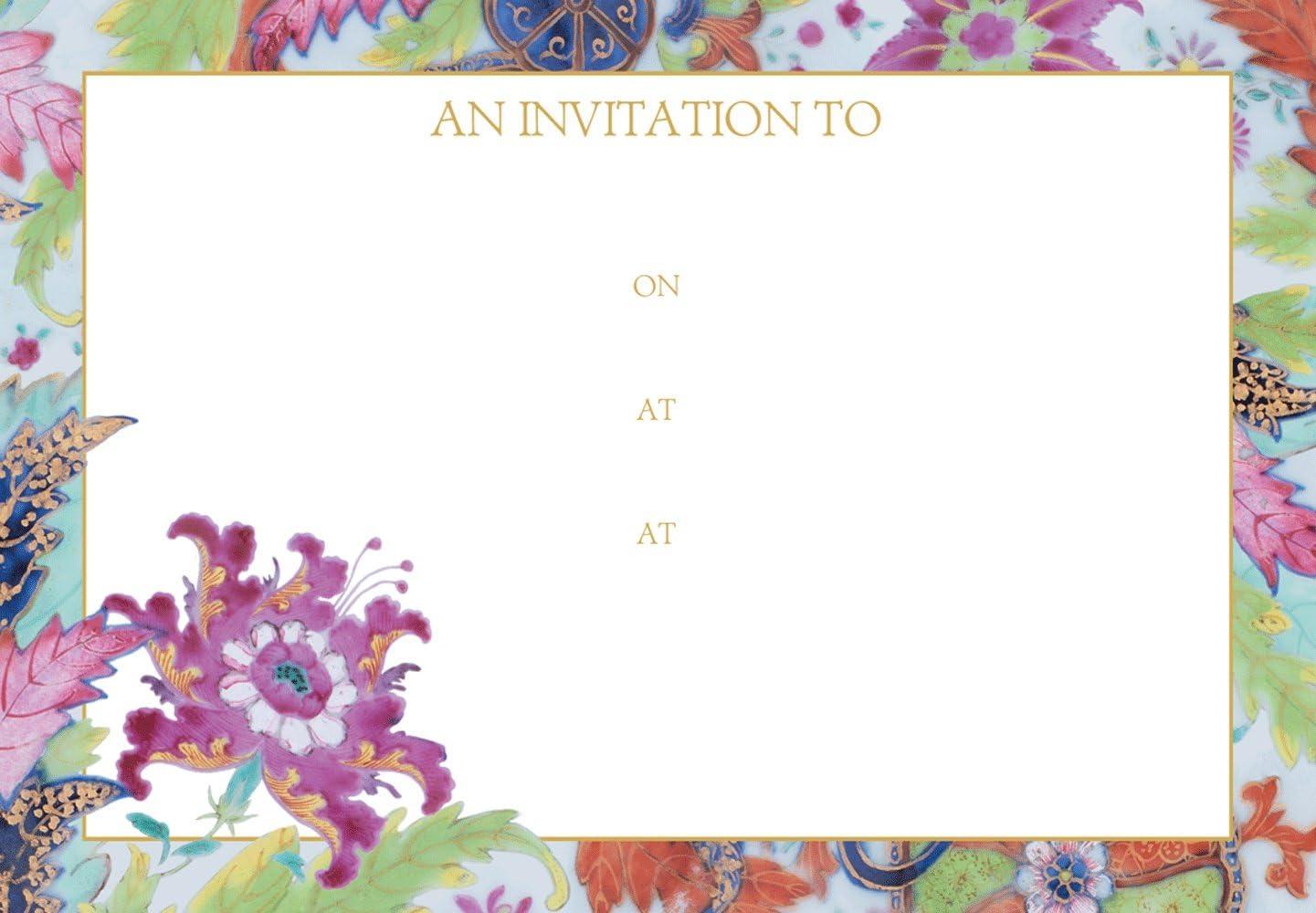 Caspari 86906E40 "Tobacco Leaf" Fill in Invitations with Envelopes