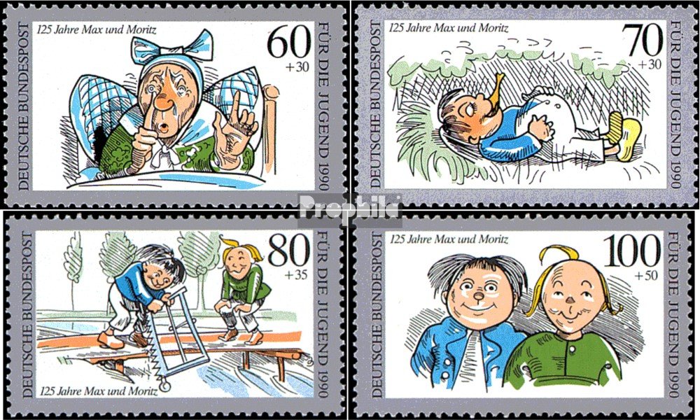 FRD (FR.Germany) 1455-1458 (complete.issue) 1990 Max and Moritz - William Bush (Stamps for collectors) painting