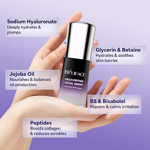 Miniatura 3 de BéLIFACE Suero Peptides con ácido hialurónico para líneas finas y arrugas, suero hidratante que aumenta el colágeno, antienvejecimiento para todo